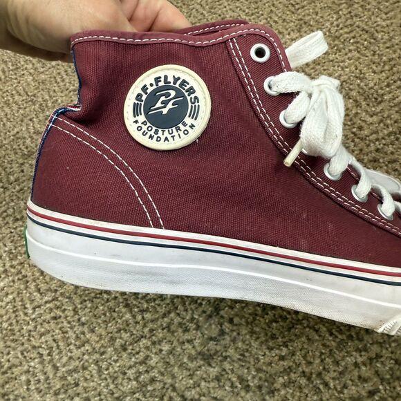 PF Flyers Center Hi Shoes Mens 9 Womens 10.5 Burgundy Canvas High Top Classic - Picture 2 of 13